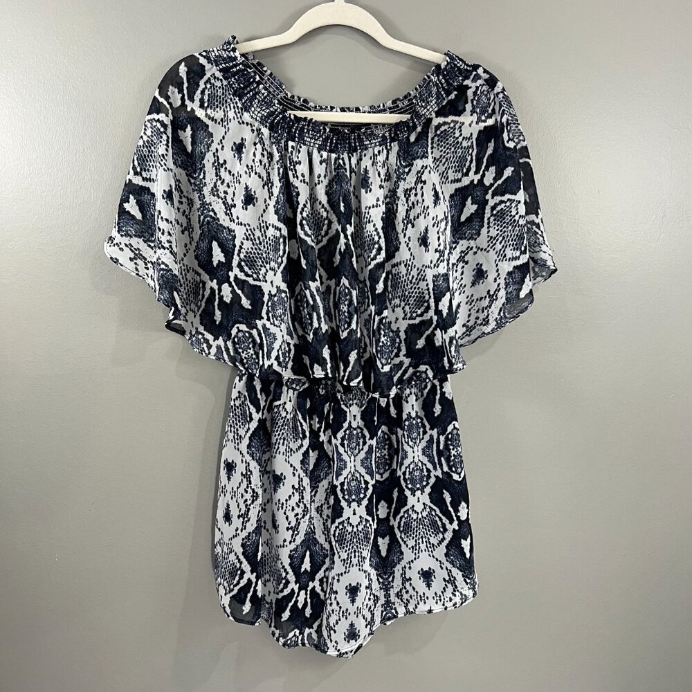 Show Me Your Mumu Rosarita Romper Rattle Rock Blue Snake Print Size Medium